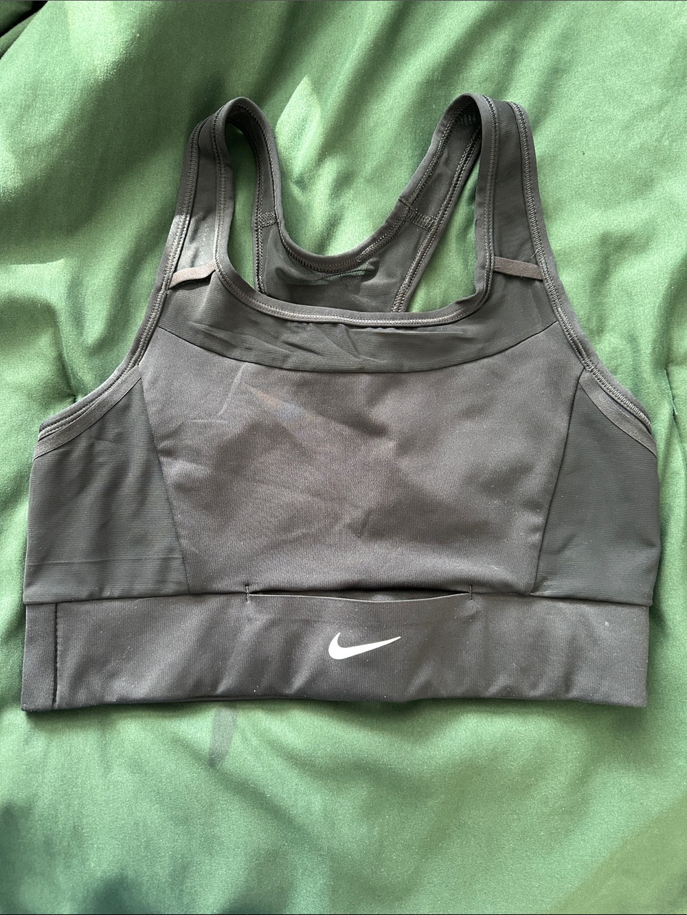Nike Black Racerback Sports Bra with White Swoosh